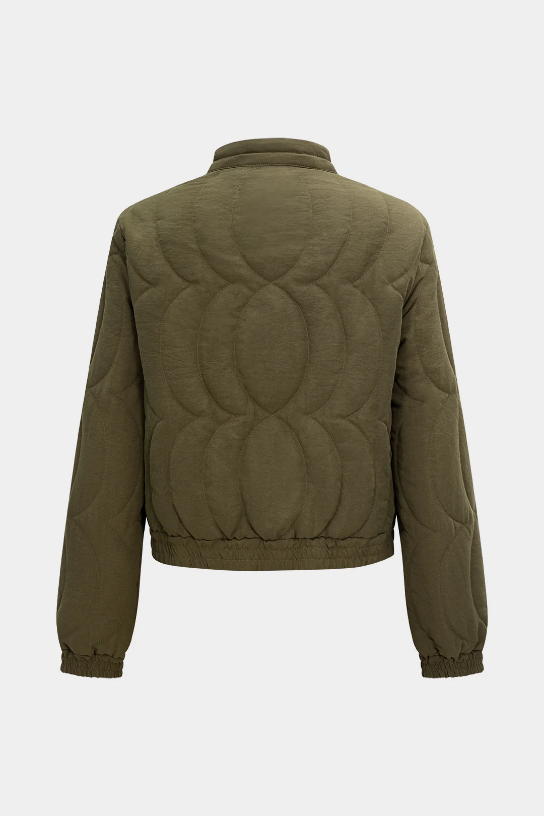 Embroidery Stand Collar Seamdetail Puffer - Flockneti