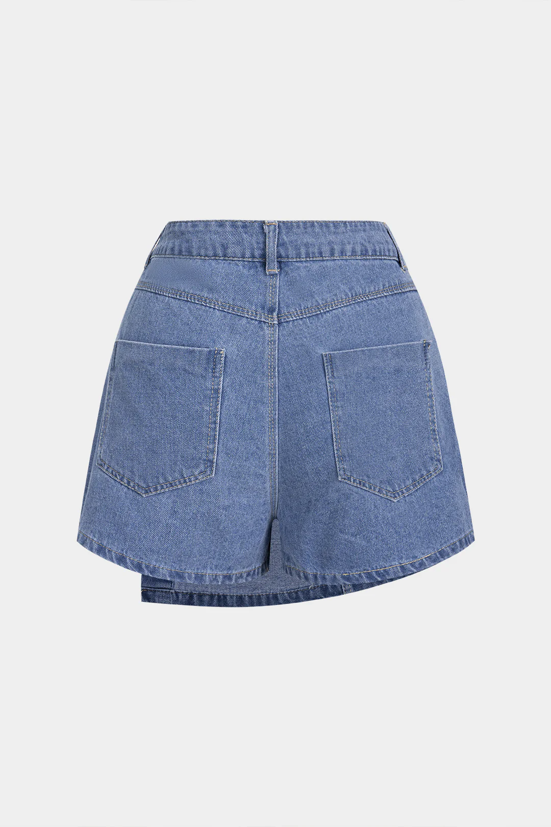 Denim Asymmetrical Pocket Shorts - Flockneti