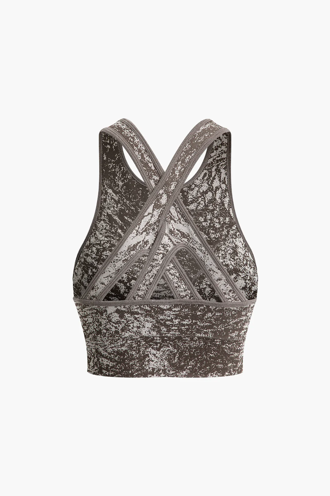 Abstract Print Crossed Cut Out Sports Bra - Flockneti