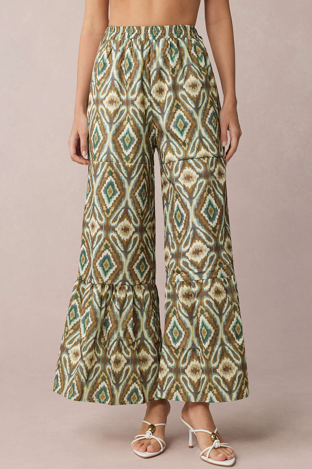 Bohemian Print High Waist Wide Leg Pants - Flockneti