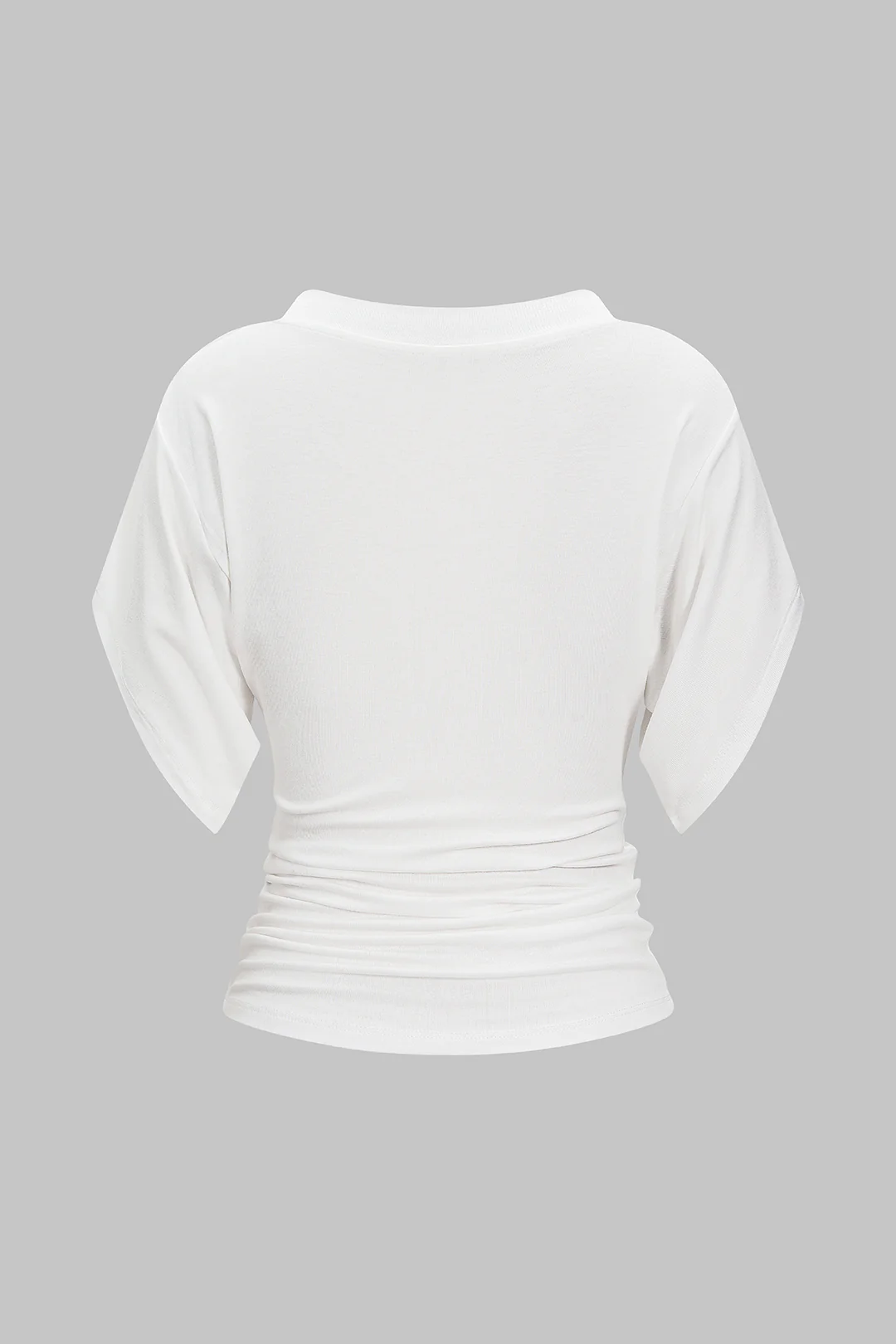 V-Neck Waist-Cinching Ruched T-Shirt - Flockneti