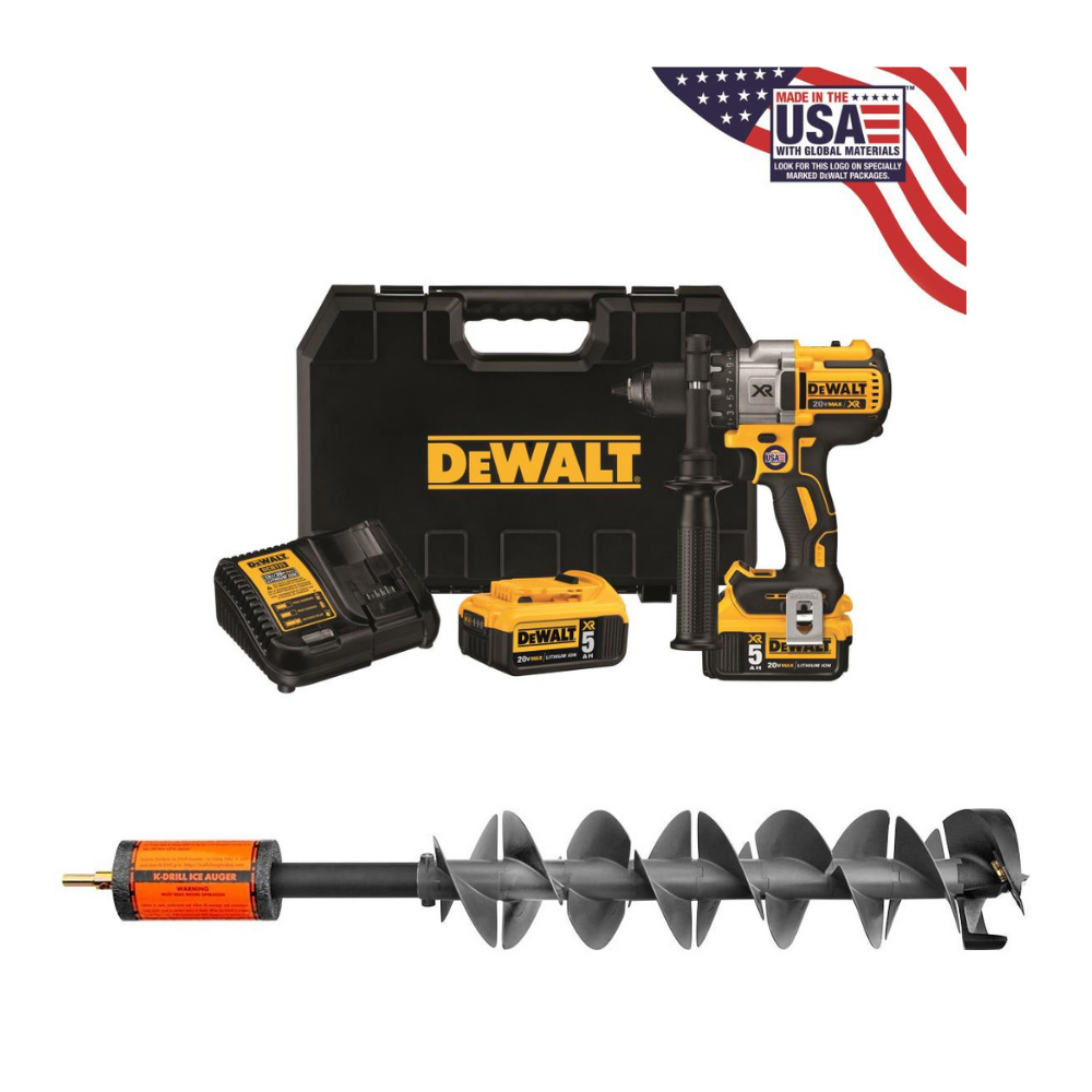 K-Drill 6″ Ice Auger with DEWALT 20v MAX Drill Kit - Flockneti