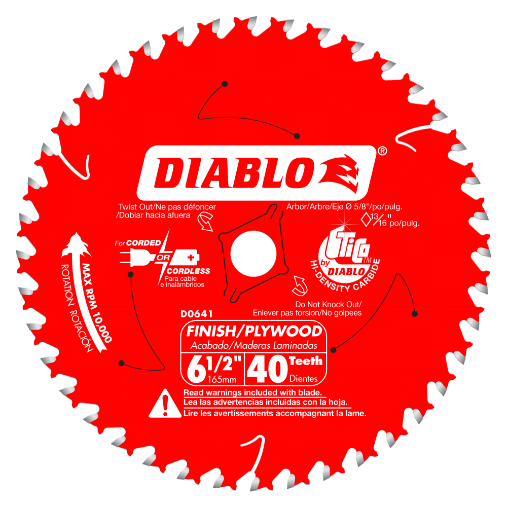 Diablo Tools 6-1/2 in. x 40 Tooth Finish Trim Saw Blade - Flockneti