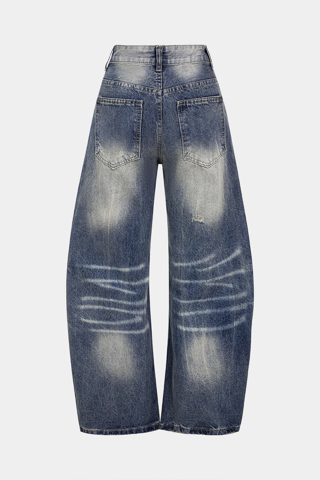 Denim Asymmetrical Ripped High Waist Wide Leg Jeans - Flockneti