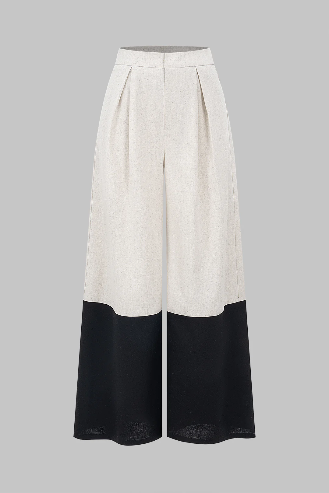 Linen High Waist Patchwork Wide Leg Trousers - Flockneti