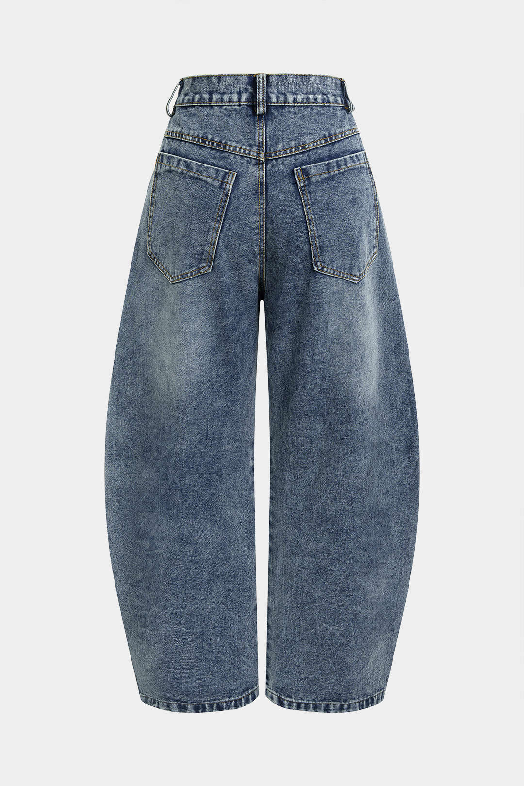 Denim Striped Pocket Wide Leg Jeans - Flockneti