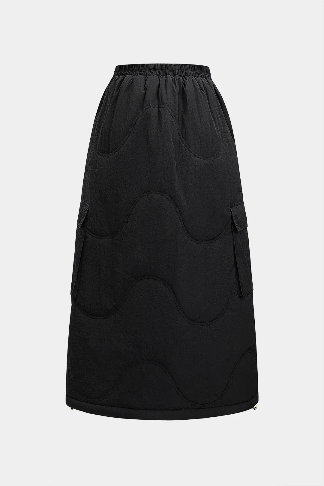 Seamdetail Shirred Waistband Pocket Skirt - Flockneti