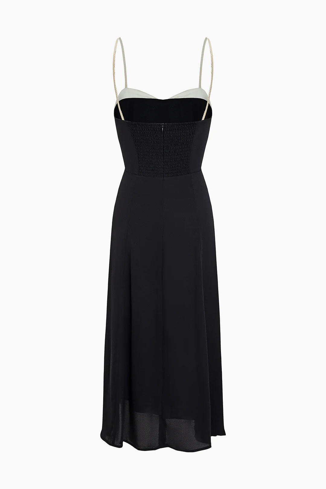 Contrast Backless Slit Sleeveless Midi Dress - Flockneti