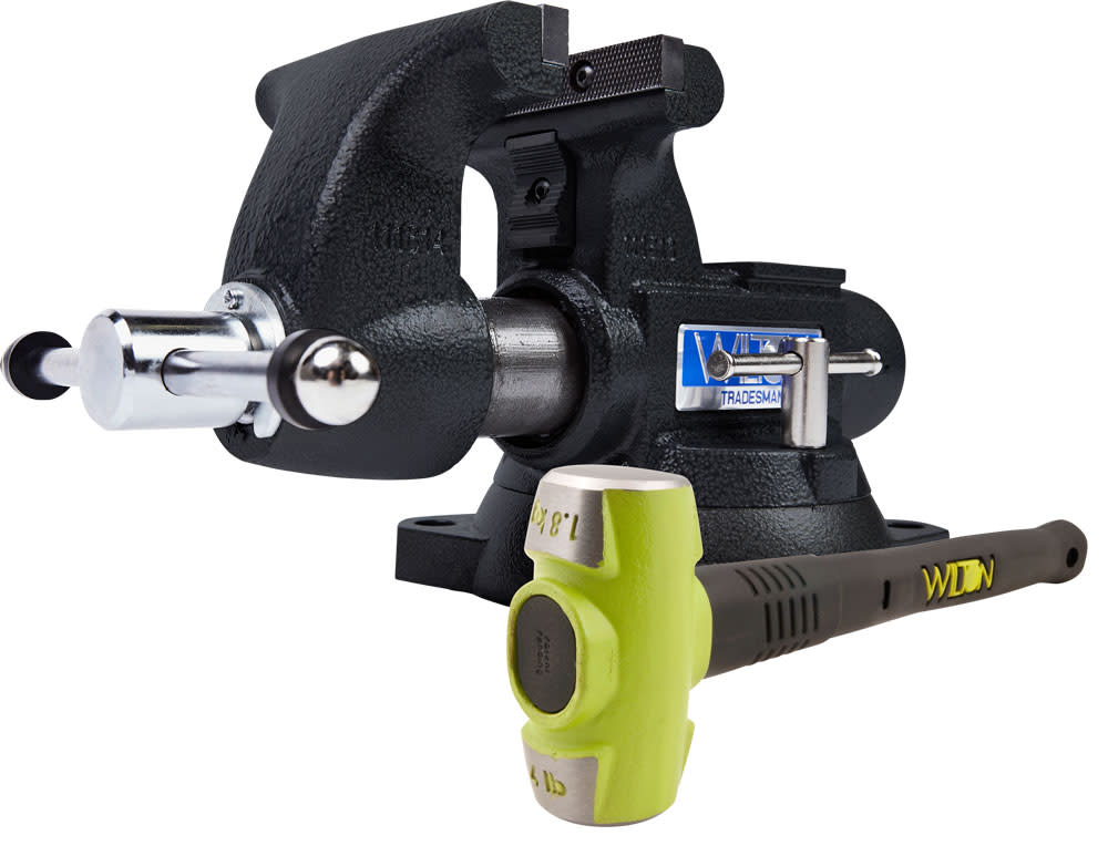 Wilton 55″ Special Edition Black 1755 Tradesman Bench Vise with BASH 20416 Sledge Hammer - Flockneti