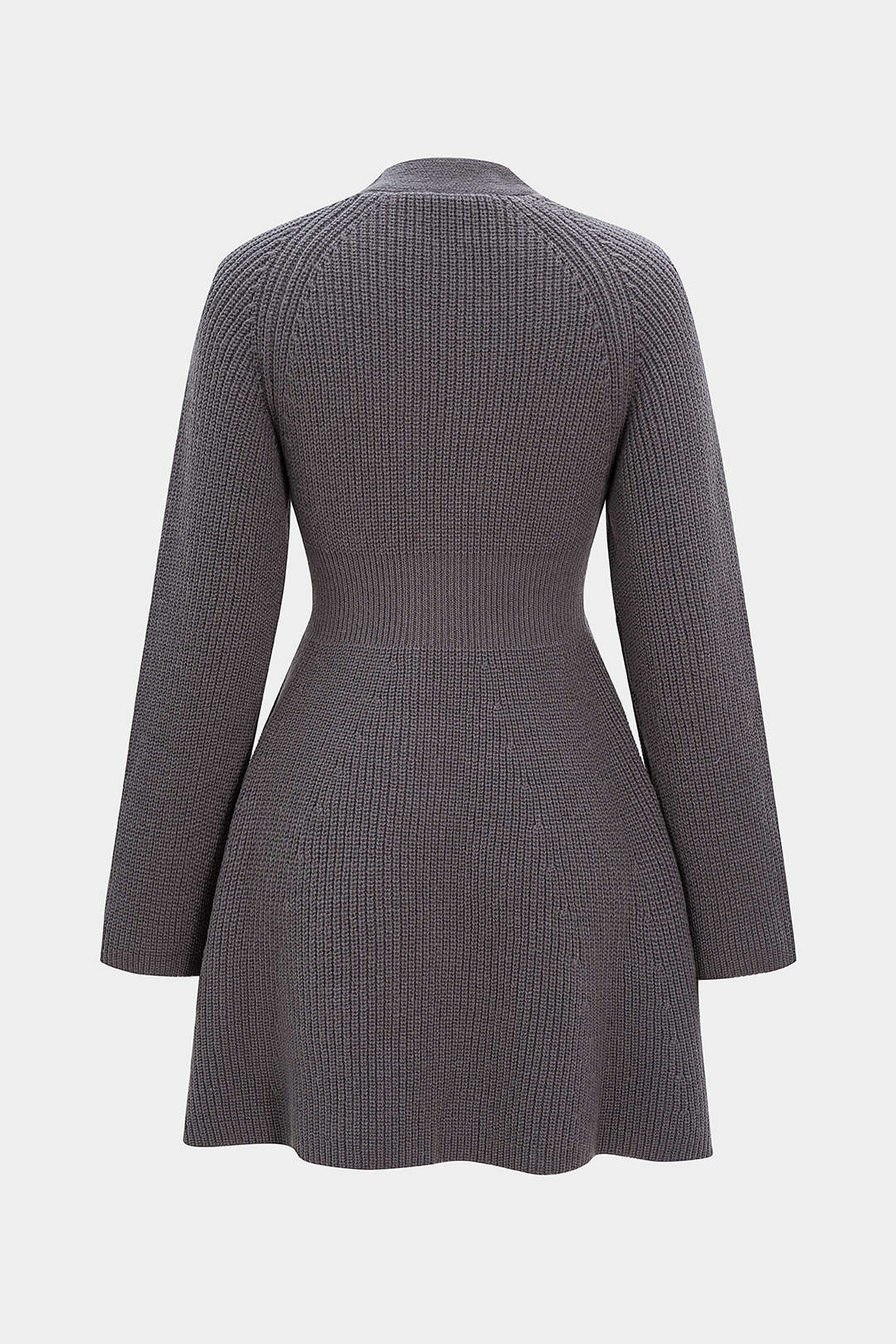 Knit V-Neck Long Sleeve Dress - Flockneti