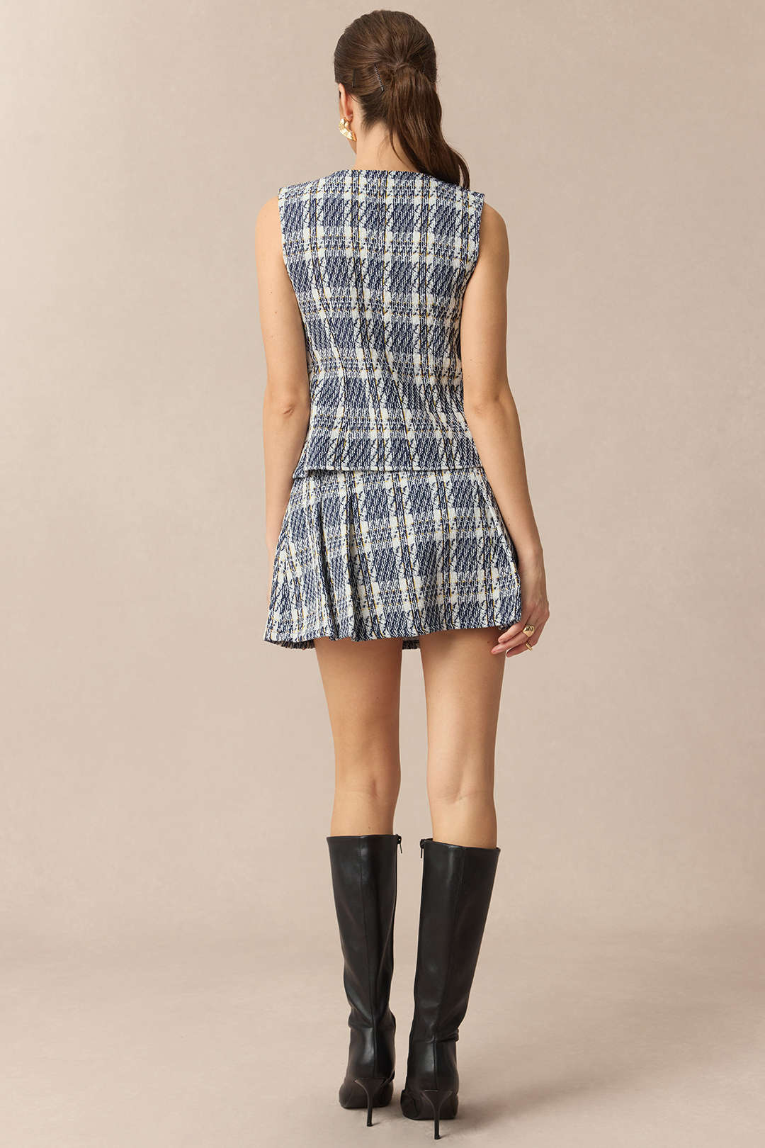 Plaid Print Round Neck Tank Top - Flockneti