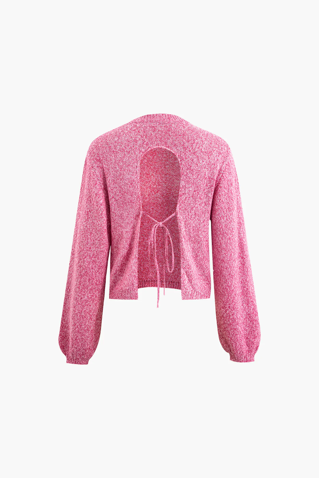 Knit Tie-Up Backless Long-Sleeve Top - Flockneti