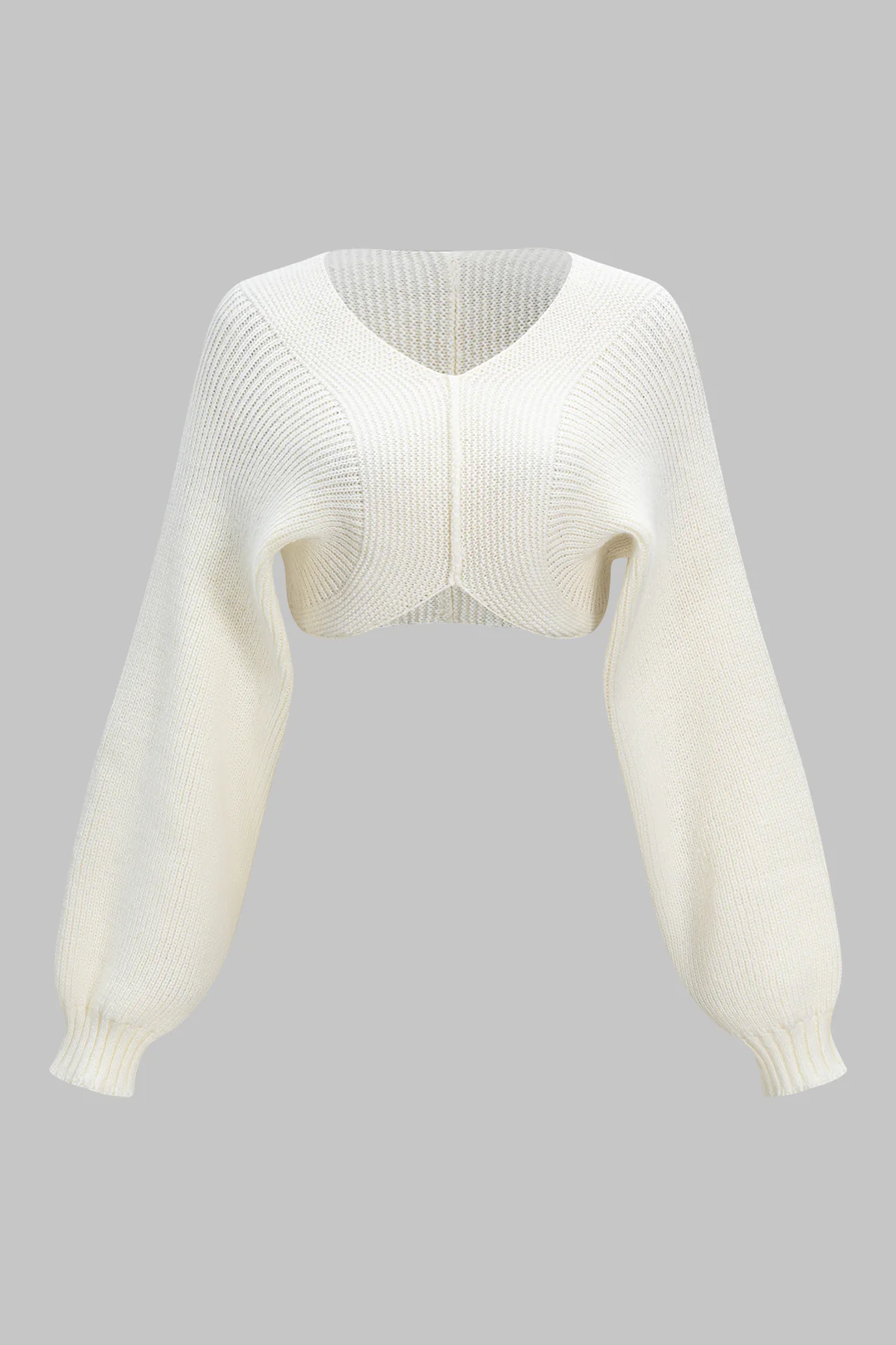 Knit V-Neck Long-Sleeve Top - Flockneti