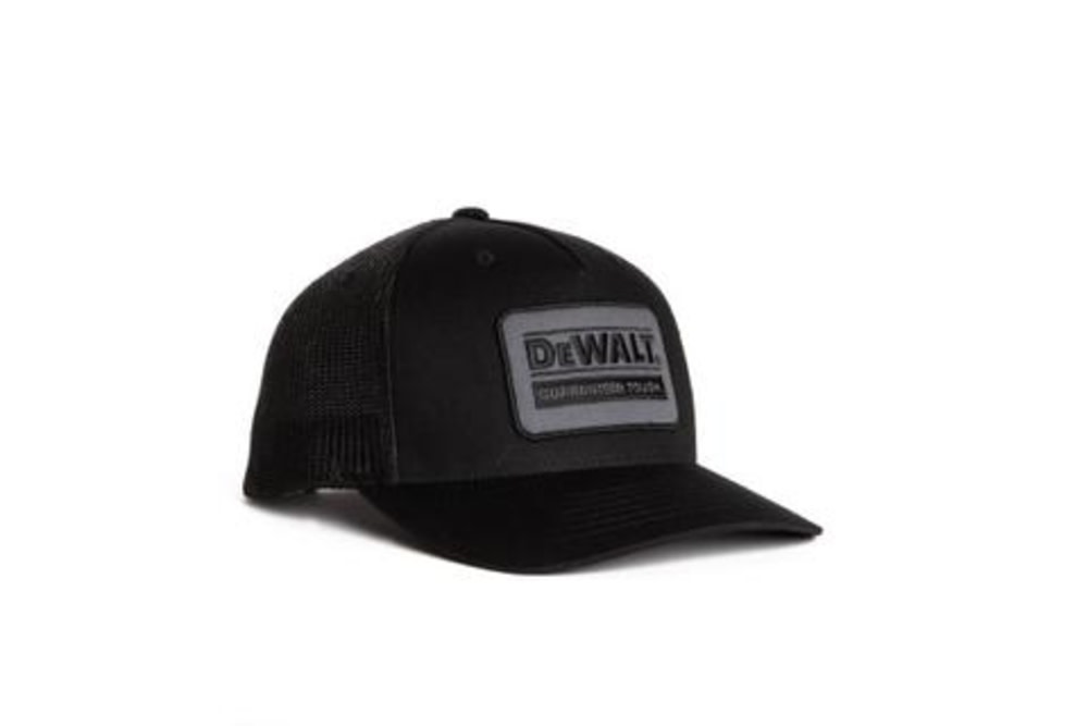 DEWALT Oakdale Trucker Hat with Patch in BLACK with BLACK MESH – OSFA - Flockneti