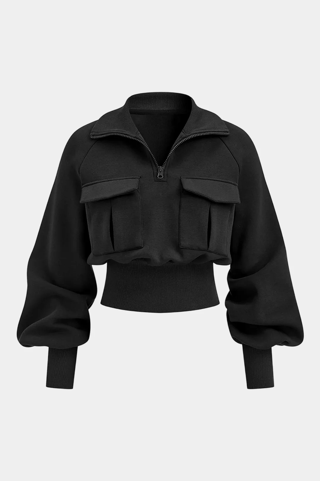 Stand Collar Pocket Zipper Sweatshirt - Flockneti