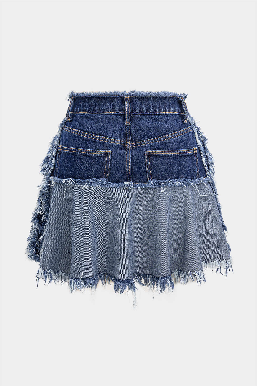Denim Ripped Frayed Skirt - Flockneti