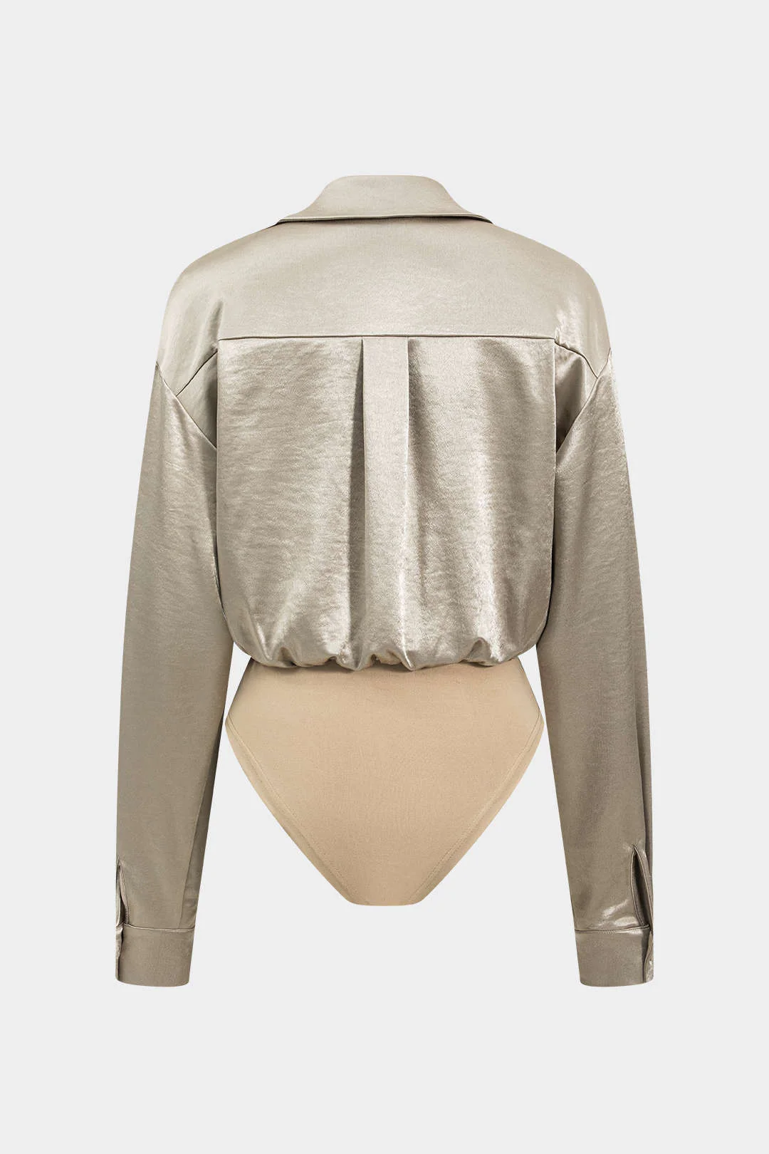 Patchwork Long Sleeve Satin Bodysuit - Flockneti