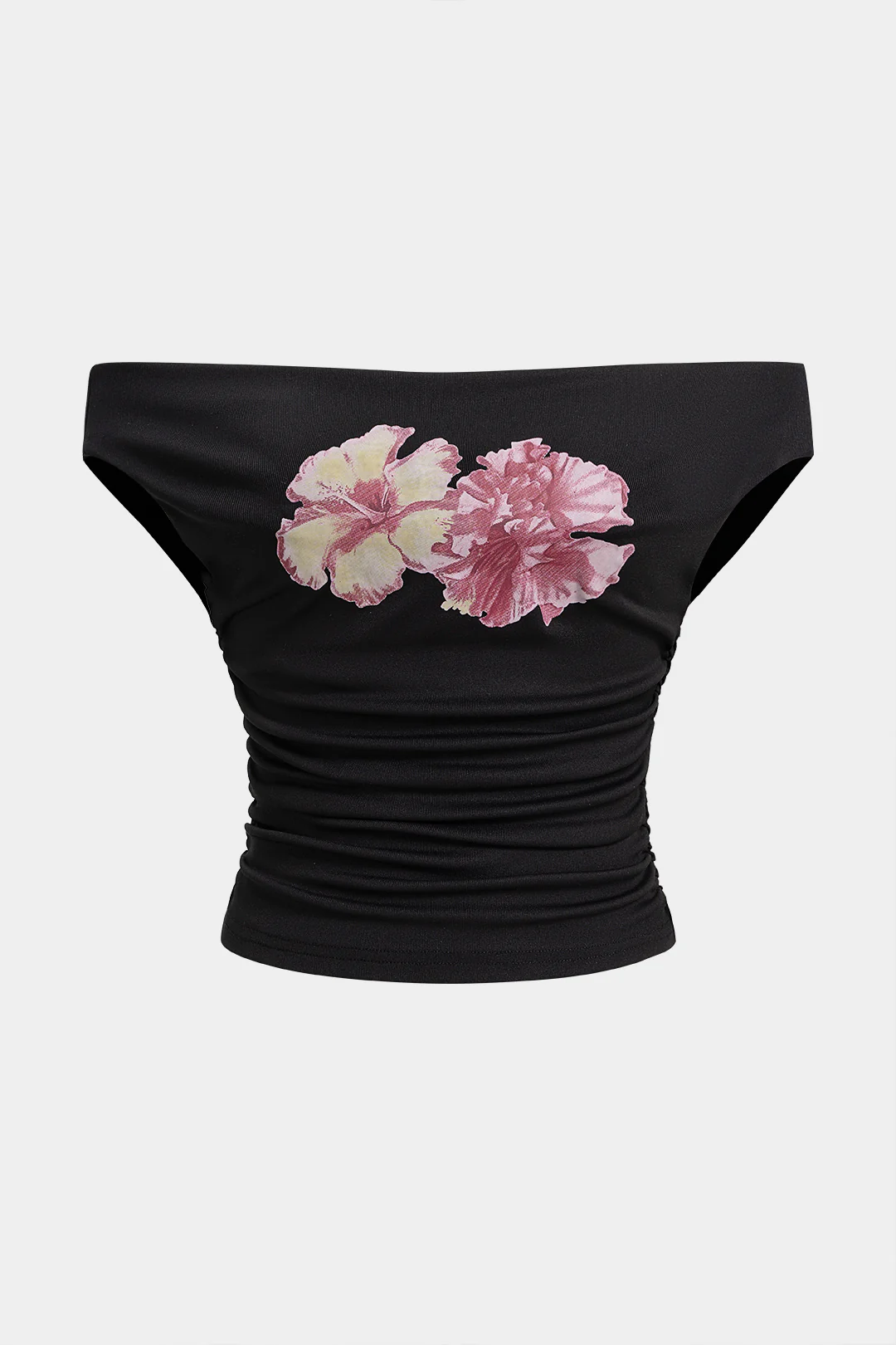 Floral Print Off Shoulder Short Sleeve T-Shirt - Flockneti