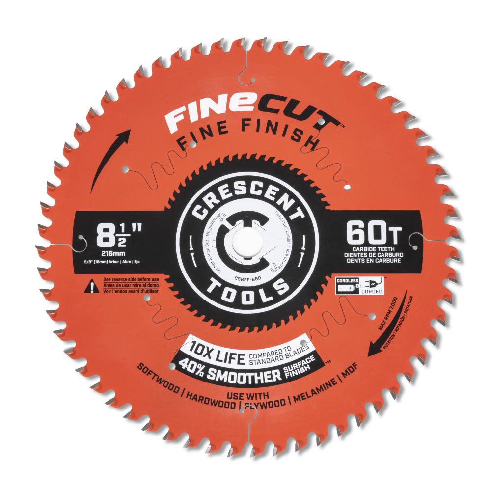Crescent Circular Saw Blade 8 1/2″ x 60 Tooth Fine Cut Fine Finishing - Flockneti