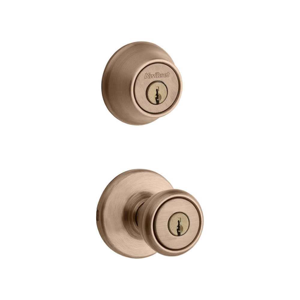 Kwikset Deadbolt Set Brass Tylo Door Knob & Double Cylinder - Flockneti