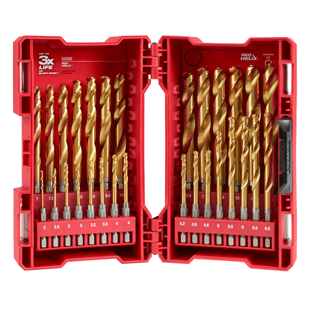 Milwaukee SHOCKWAVE Impact Duty RED HELIX Titanium Metric Drill Bit Set  29PC - Flockneti