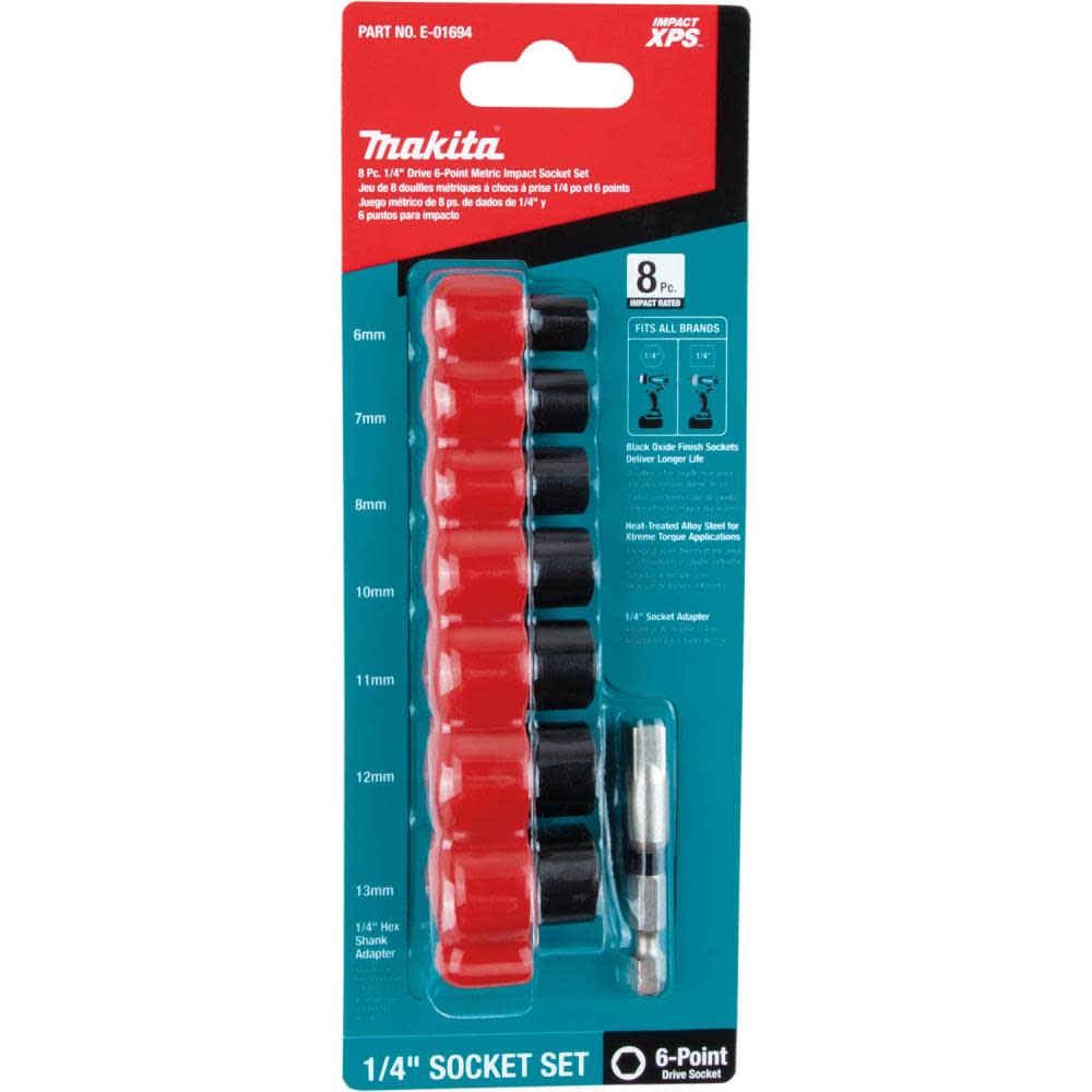 Makita Impact XPS 1/4″ Metric Impact Socket Set 8pc - Flockneti