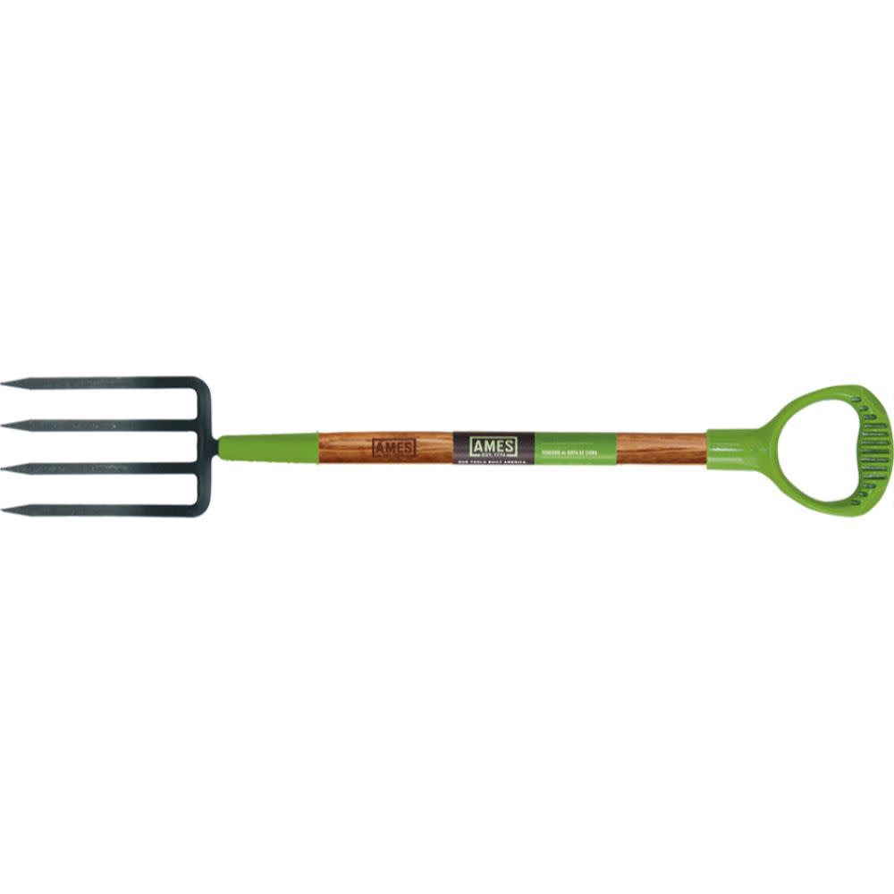 Ames 4-Tine Forged Spading Fork with Wood Handle - Flockneti