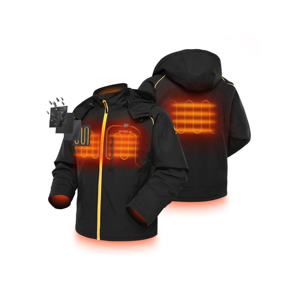 ORORO Mens Black & Gold Classic Heated Jacket Kit XS - Flockneti