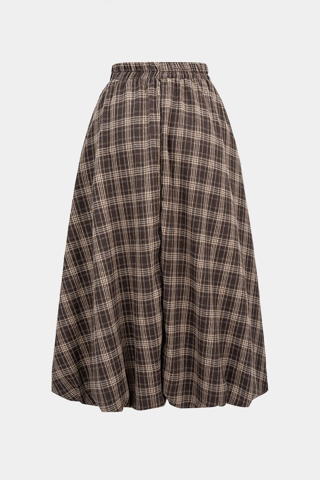 Plaid Print Ruched Shirred High Waist Skirt - Flockneti