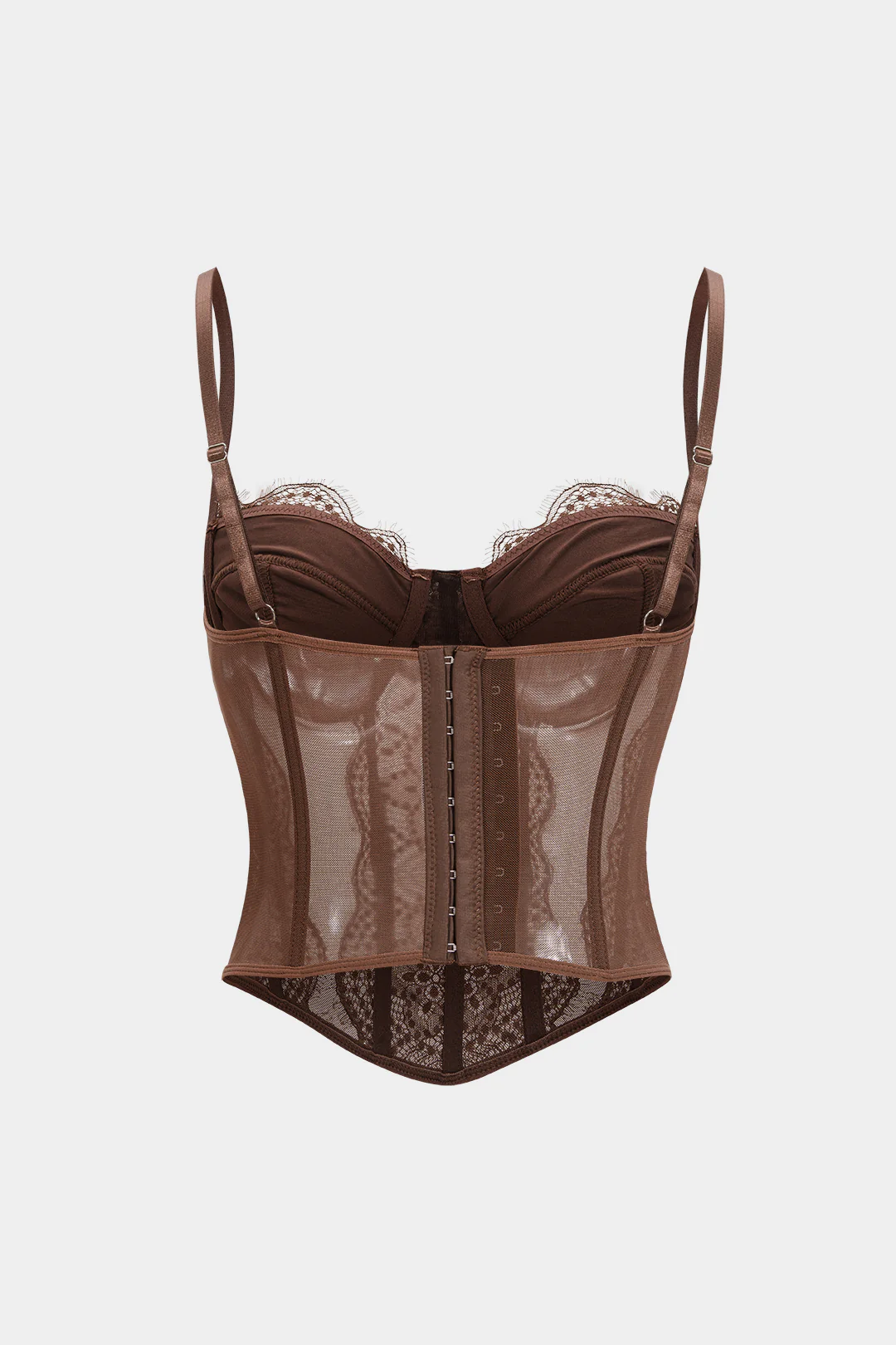 Mesh Patchwork Bustier Corset Cami Top - Flockneti