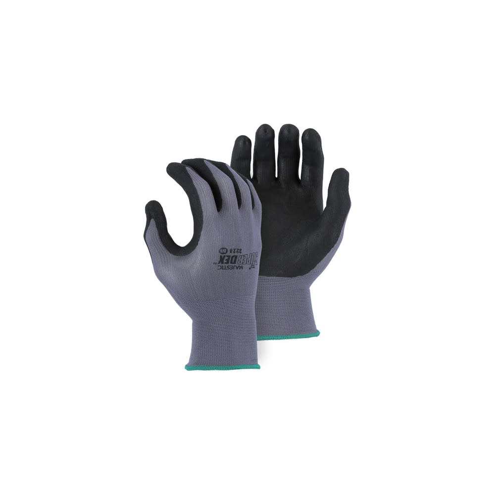Majestic Glove Nylon Palm Dip Glove Gray Small - Flockneti