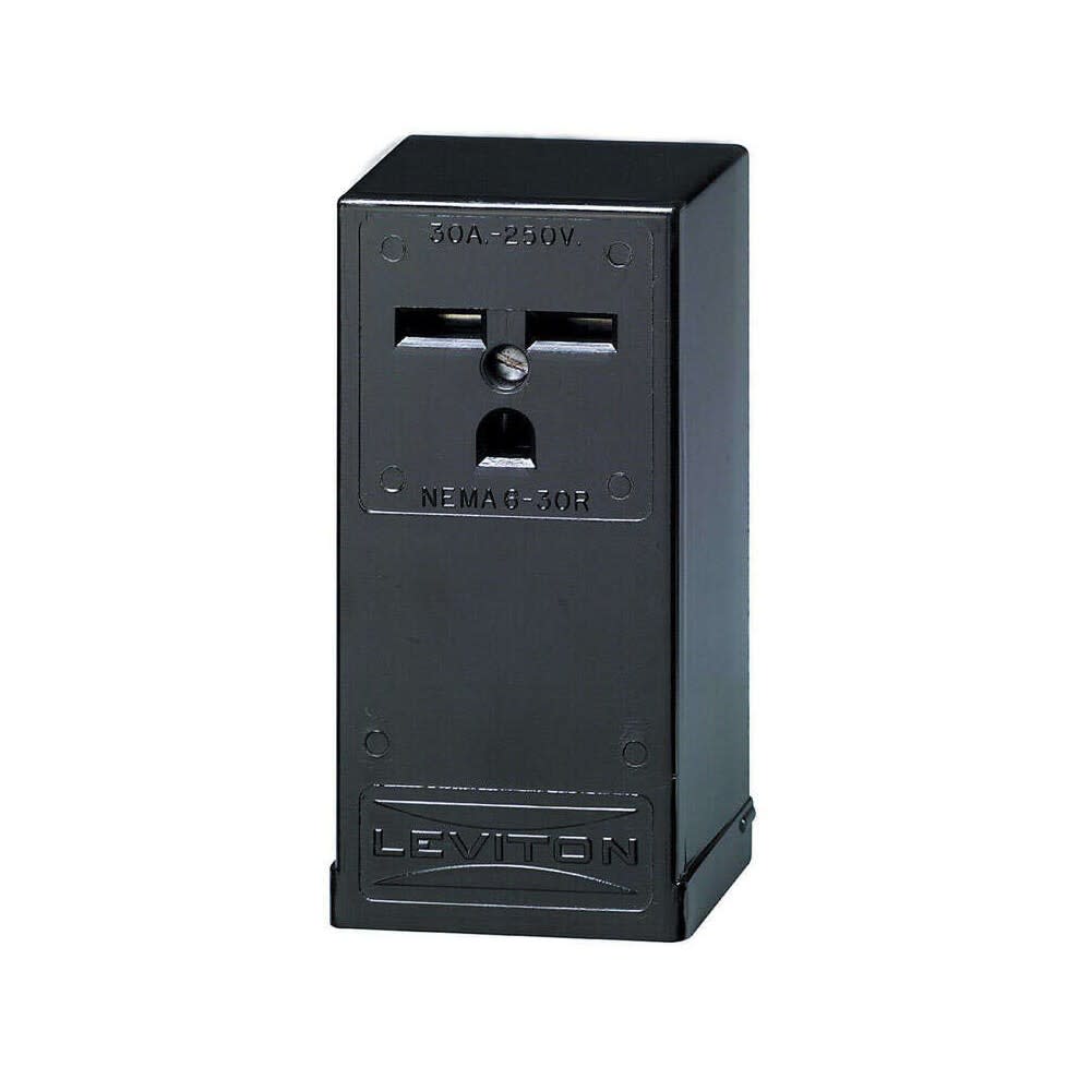 Leviton Grounded Single Outlet Receptacle 30A 250V Black 2 Pole - Flockneti
