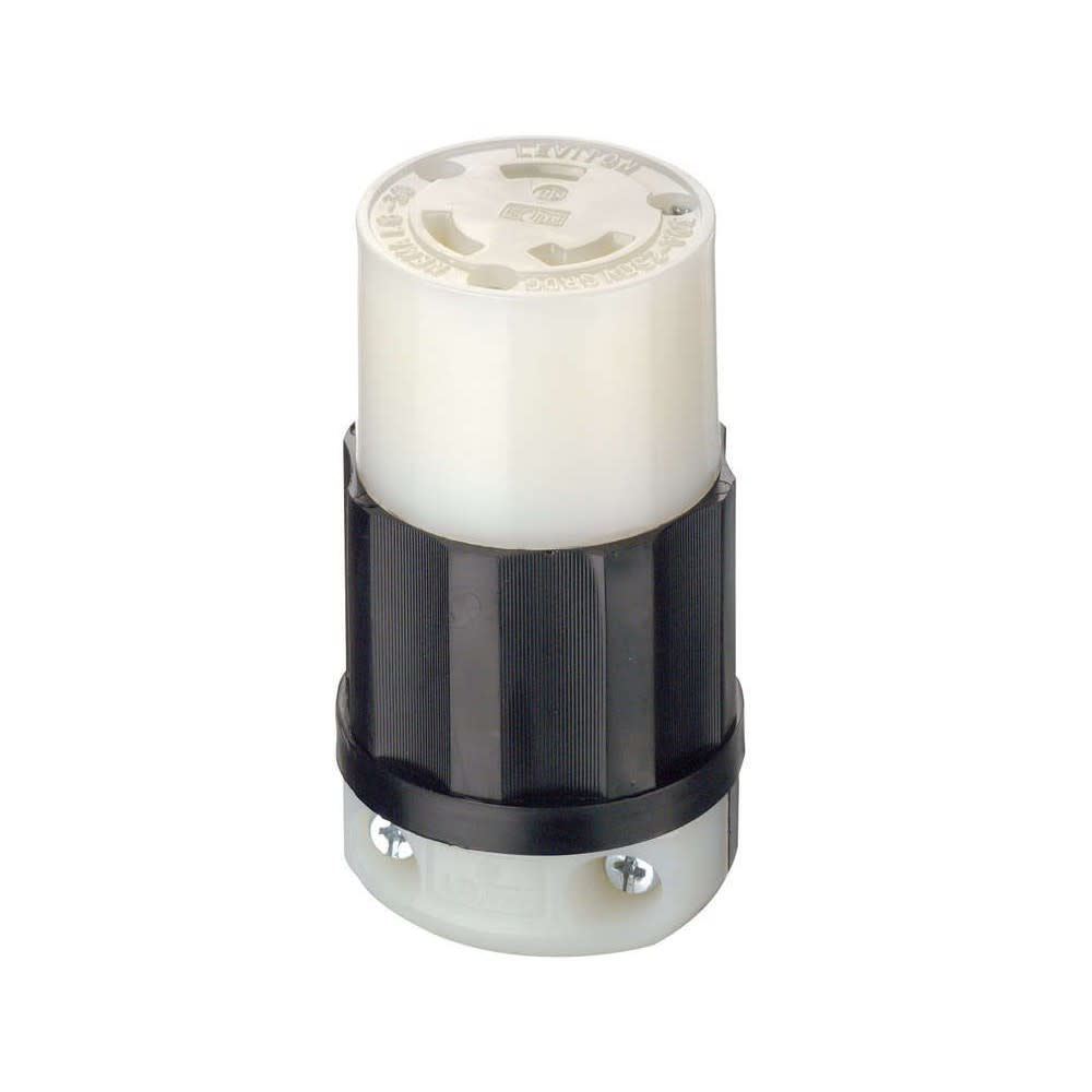 Leviton 30A 125/250V Black & White Grounded Locking Connector - Flockneti