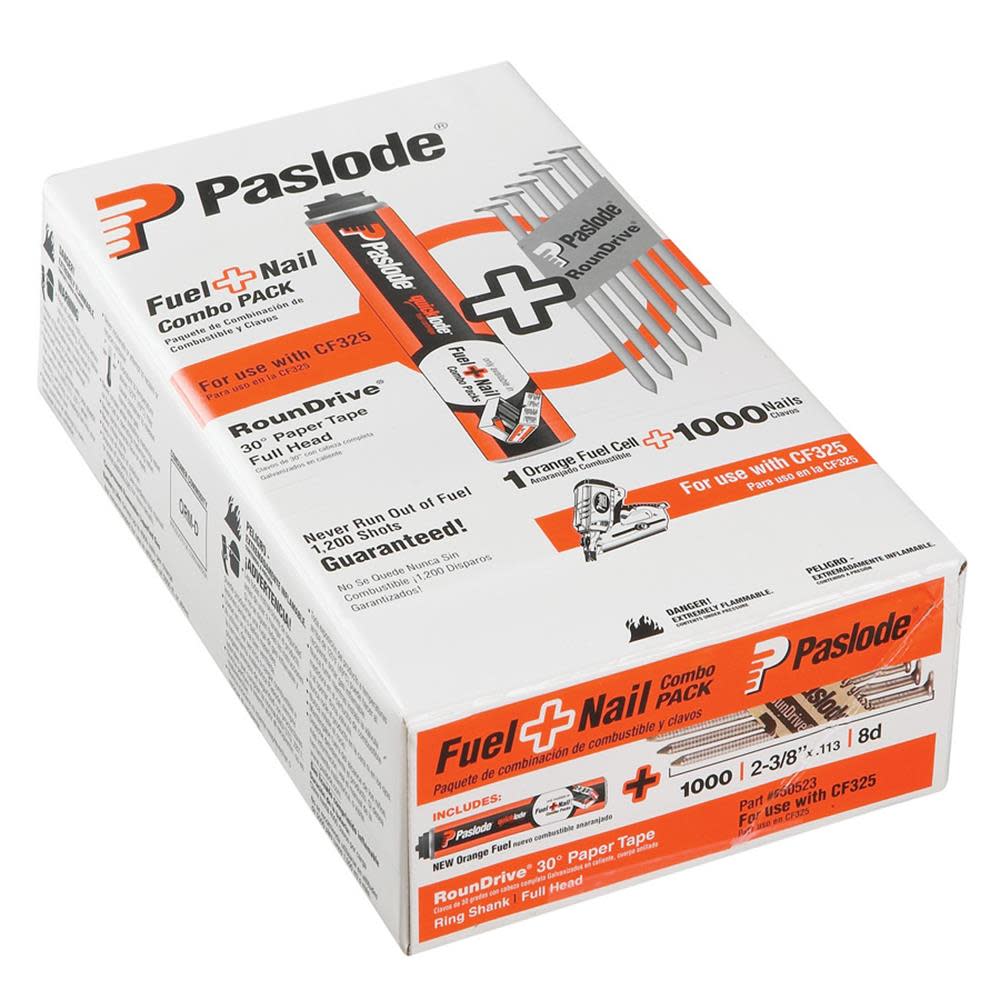 Paslode Fuel+Nail Combo Pack 2-3/8 In. x .113 In. SM Brite - Flockneti