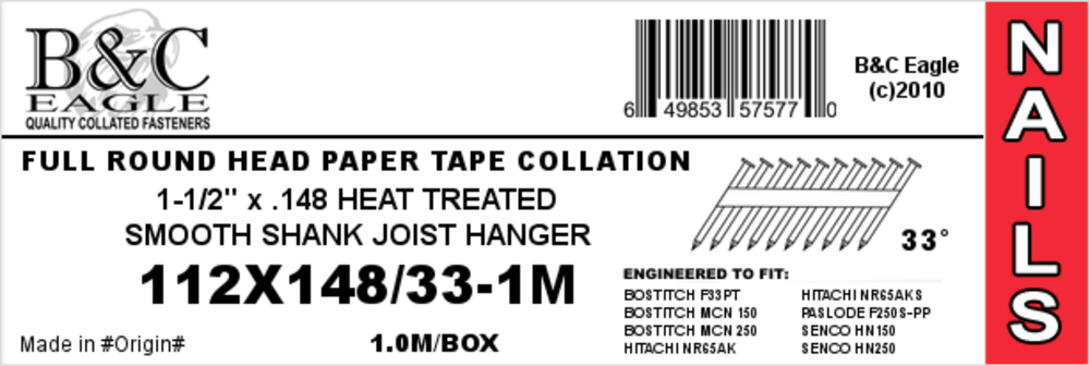 B and C Eagle Joist Hanger Nails 1 1/2 x .148 1000qty - Flockneti