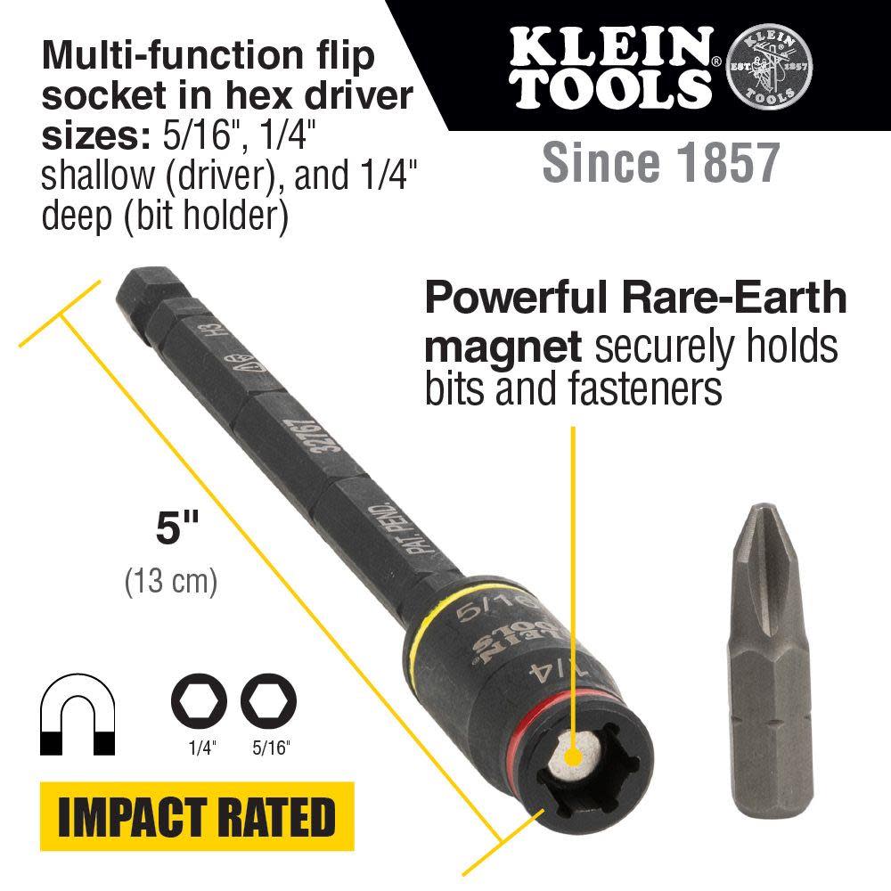 Klein Tools 3 in 1 Impact Flip Socket - Flockneti