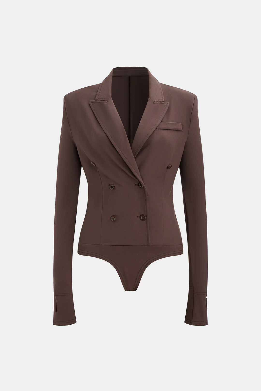 Solid Double-Breasted Long Sleeve Bodysuit - Flockneti