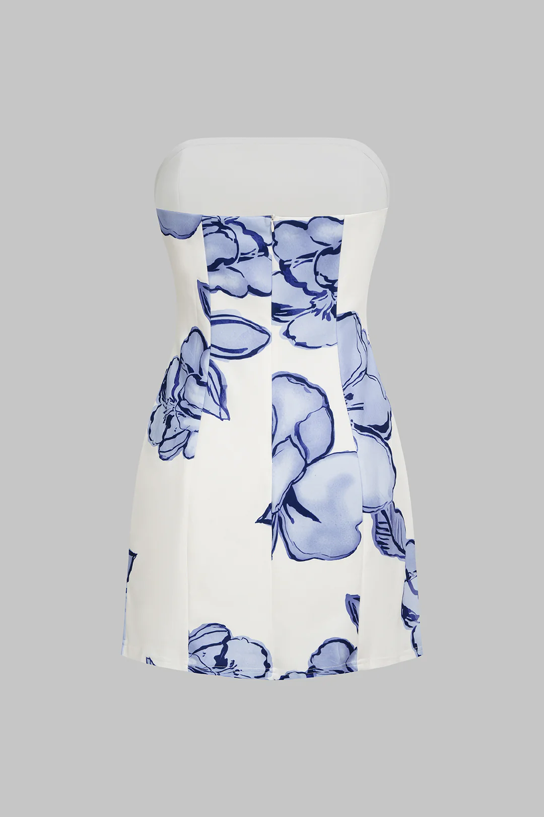 Floral Print Satin Strapless Sleeveless Mini Dress - Flockneti