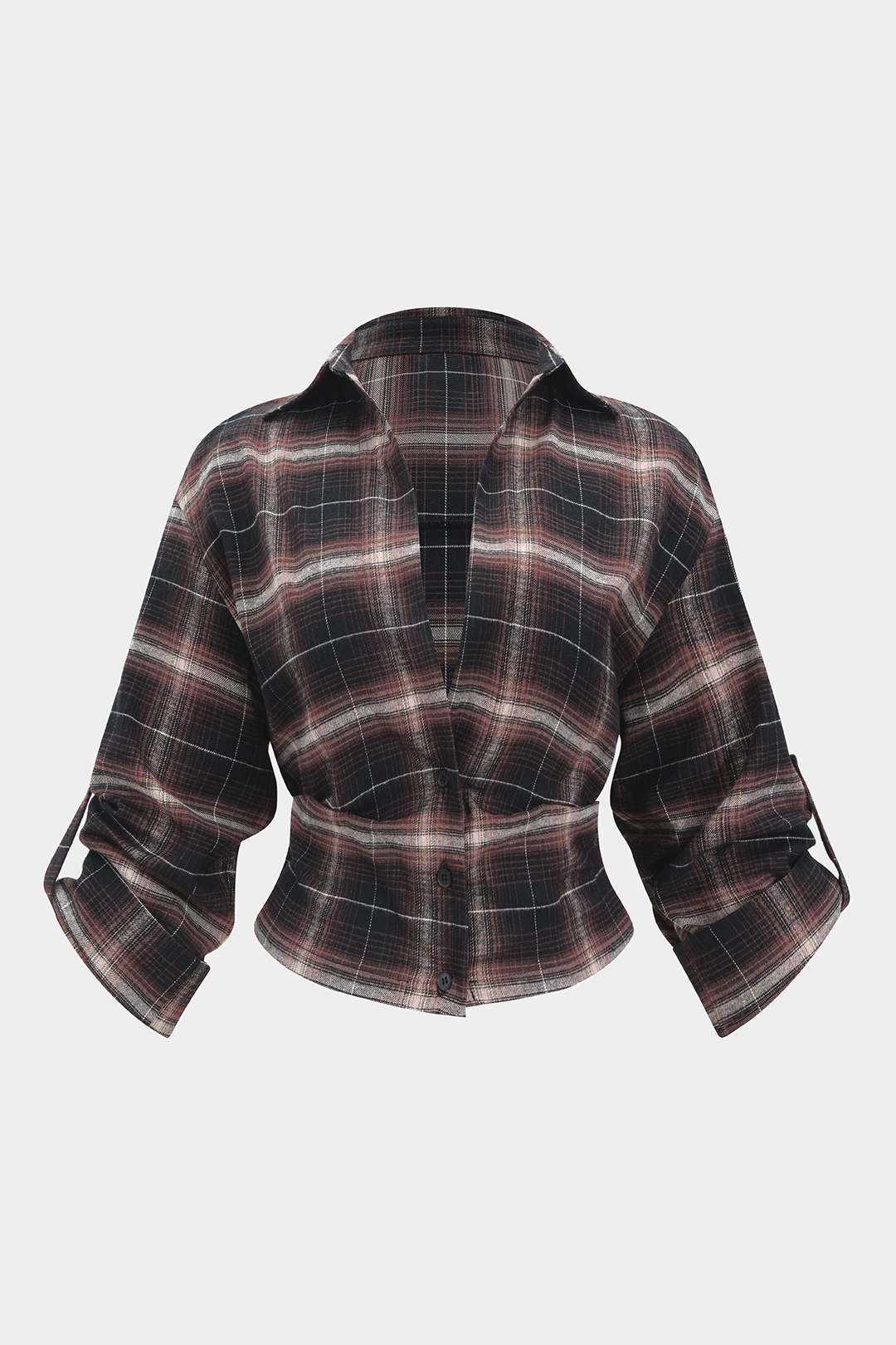 Plaid Print Button Long-Sleeve Shirt - Flockneti