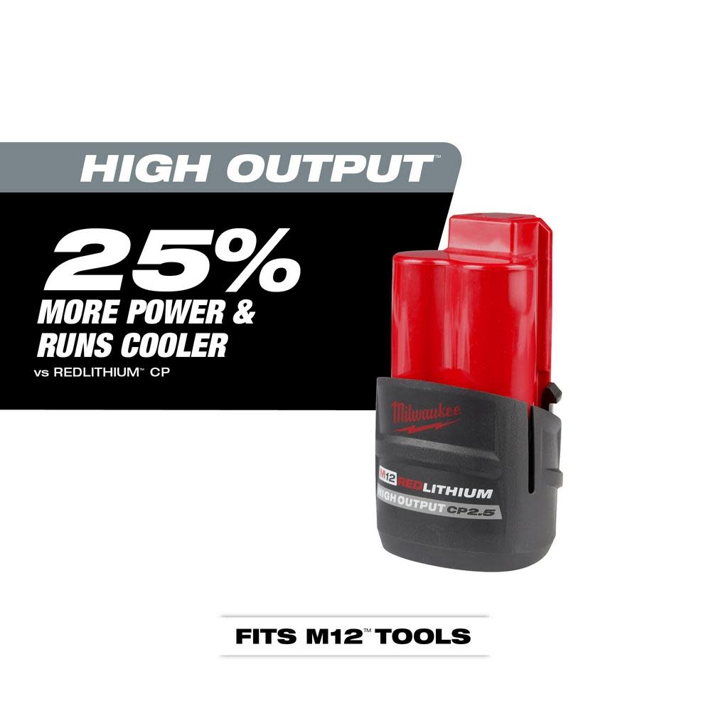Milwaukee M12 REDLITHIUM HIGH OUTPUT CP2.5 Battery Pack - Flockneti