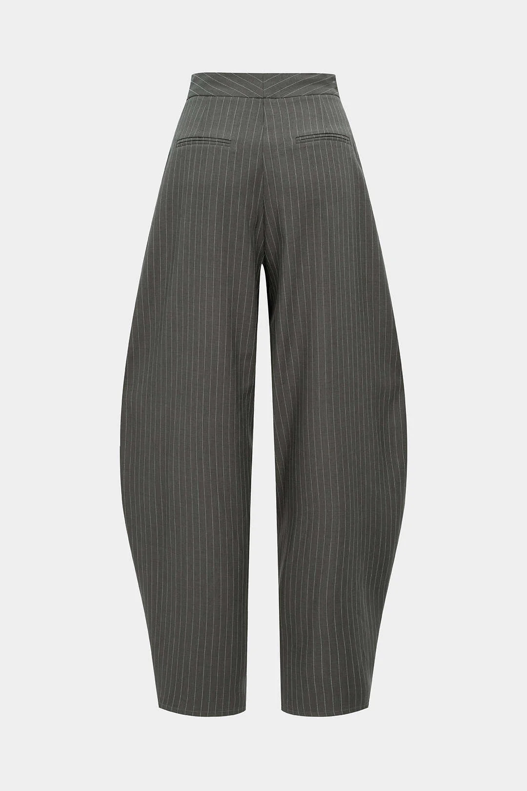 Stripes Print Ruched Barrel Trousers - Flockneti