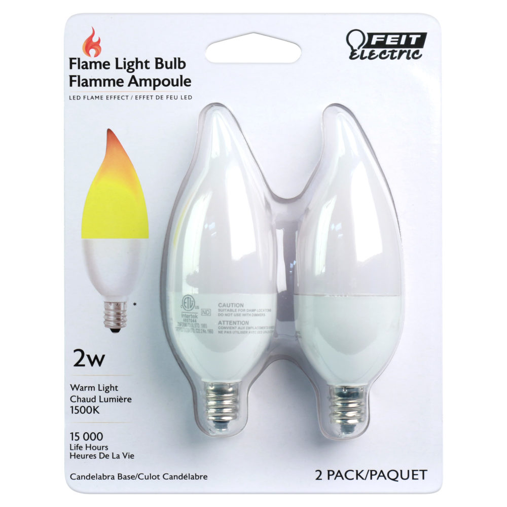 Feit Electric 2W E12 LED Flame Tip Effect Bulb 2pk - Flockneti