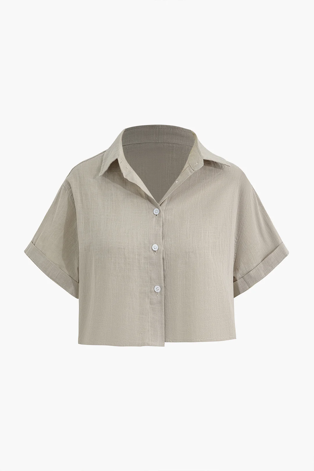 Solid Button Short-Sleeve Shirt - Flockneti
