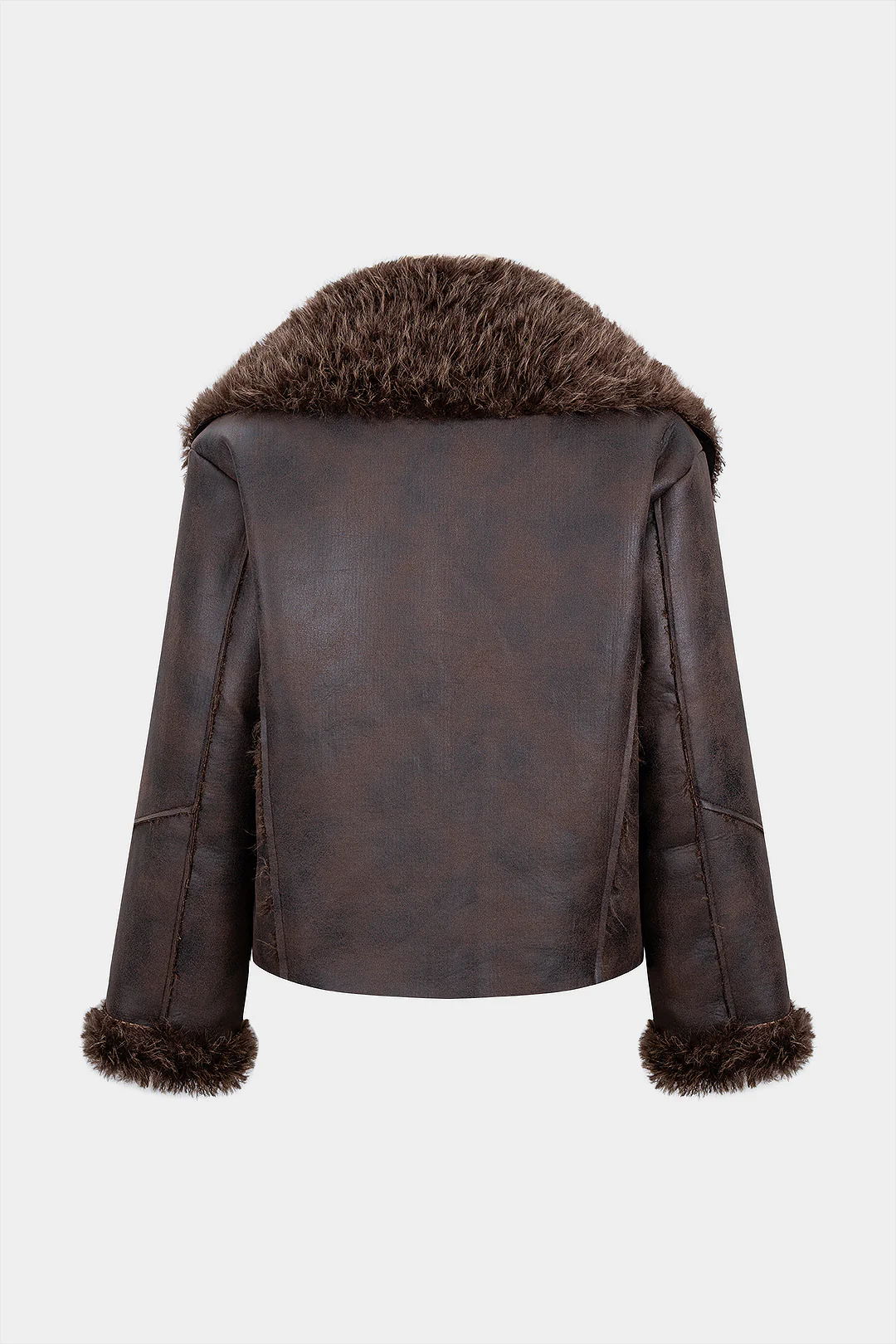 Faux Fur Patchwork Belted Jacket - Flockneti