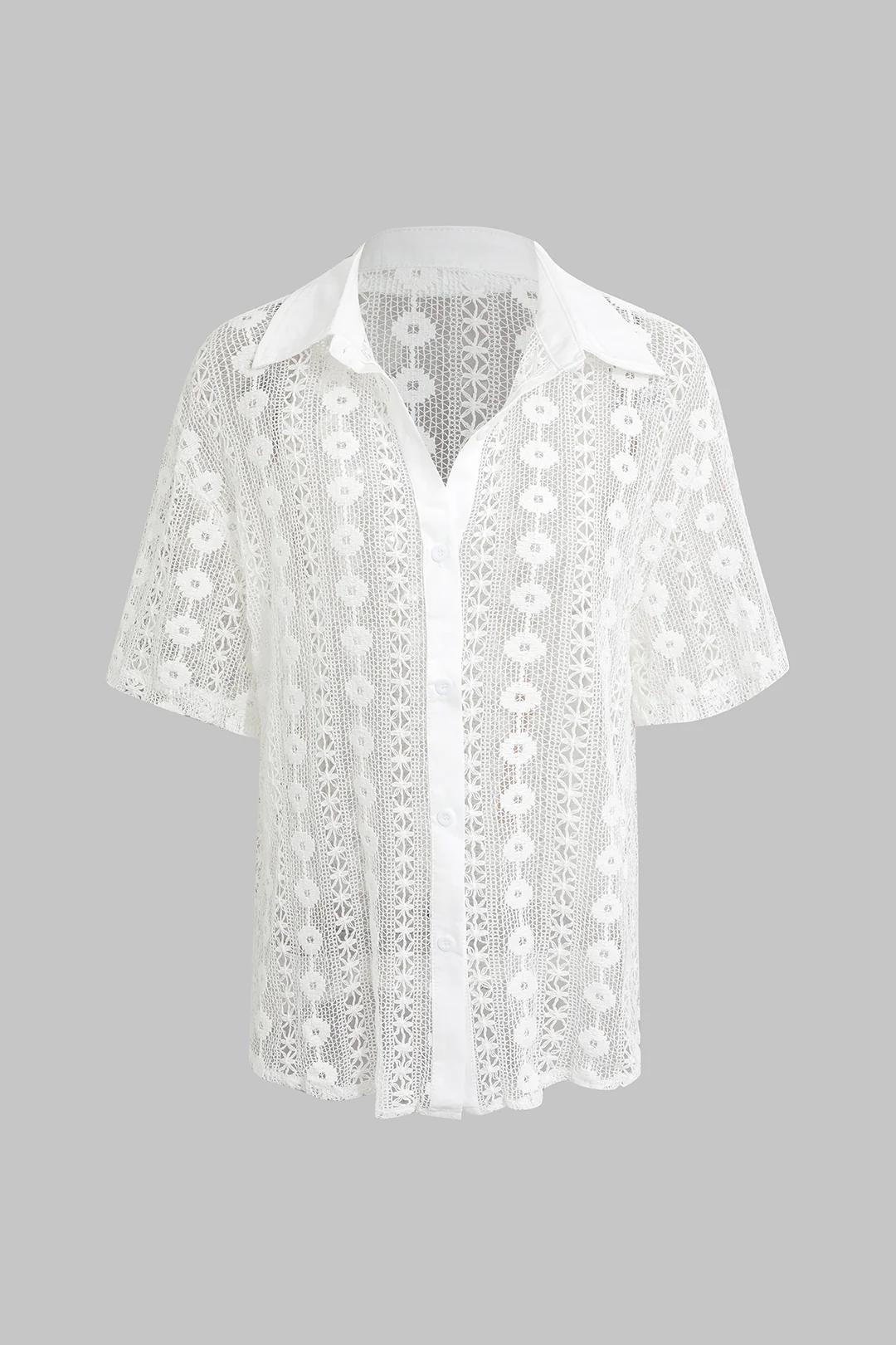 Lace Patchwork Cut Out Short Sleeve Top - Flockneti