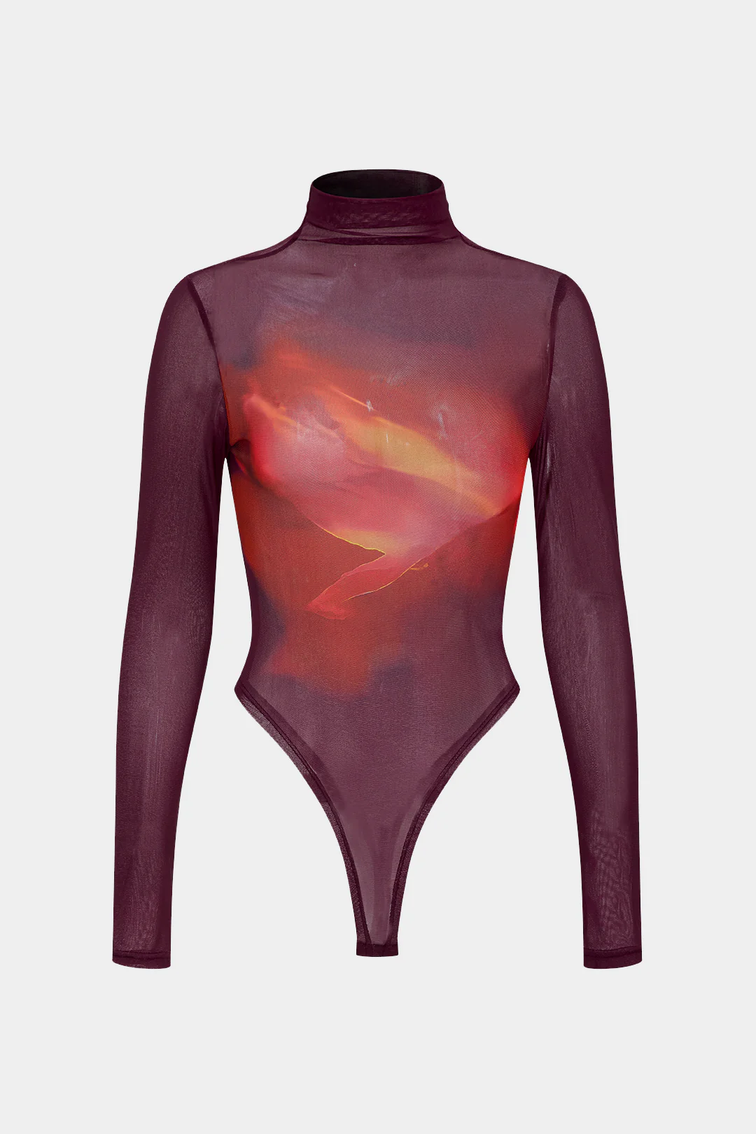 Ombre Print Mesh Long Sleeve Bodysuit - Flockneti