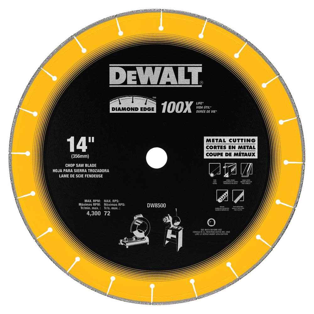DEWALT 14 In. x 7/64 In. x 1 In. Diamond Edge Chop Saw Blade - Flockneti