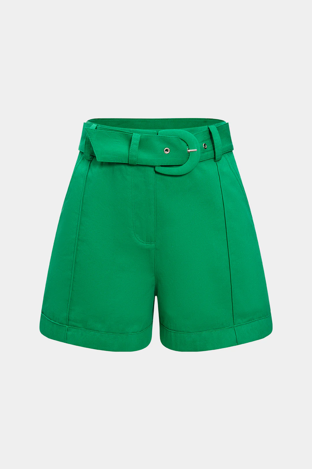 Solid Belted Shorts - Flockneti