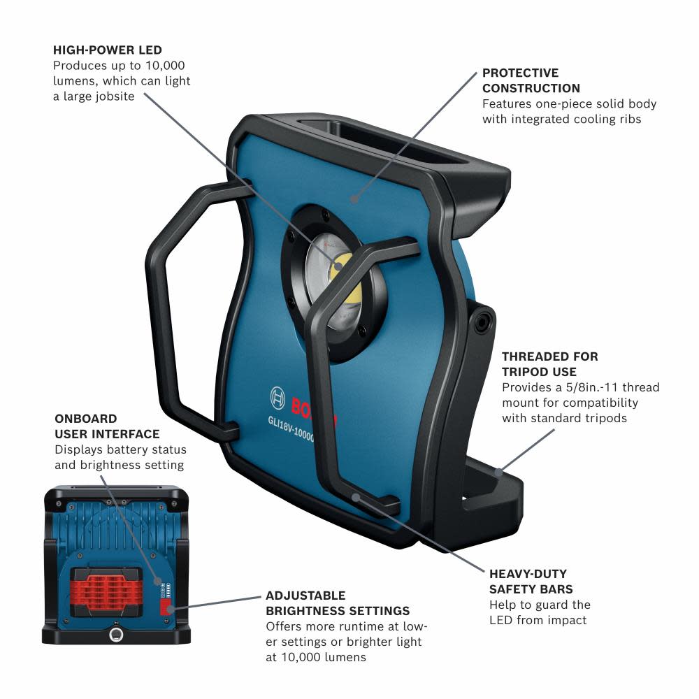 Bosch LED Floodlight 10000Lumen Tool Only GLI18V-10000CN - Flockneti