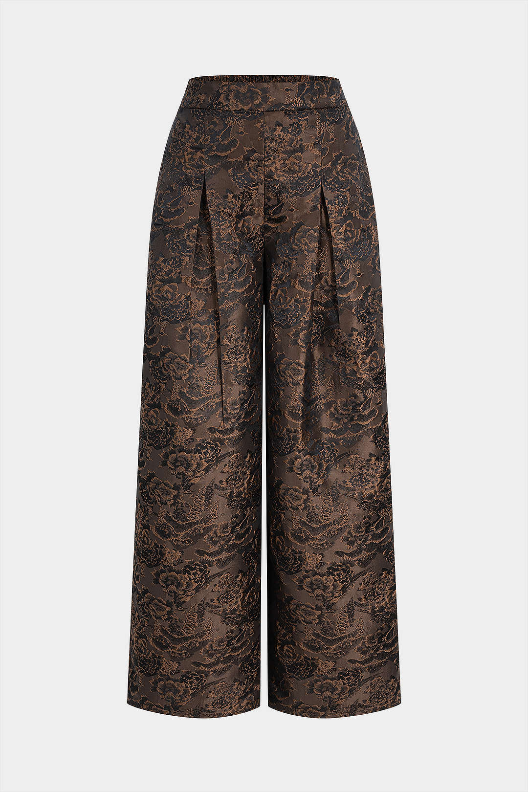 Jacquard Floral Print Shirred Waistband Ruched Pants - Flockneti